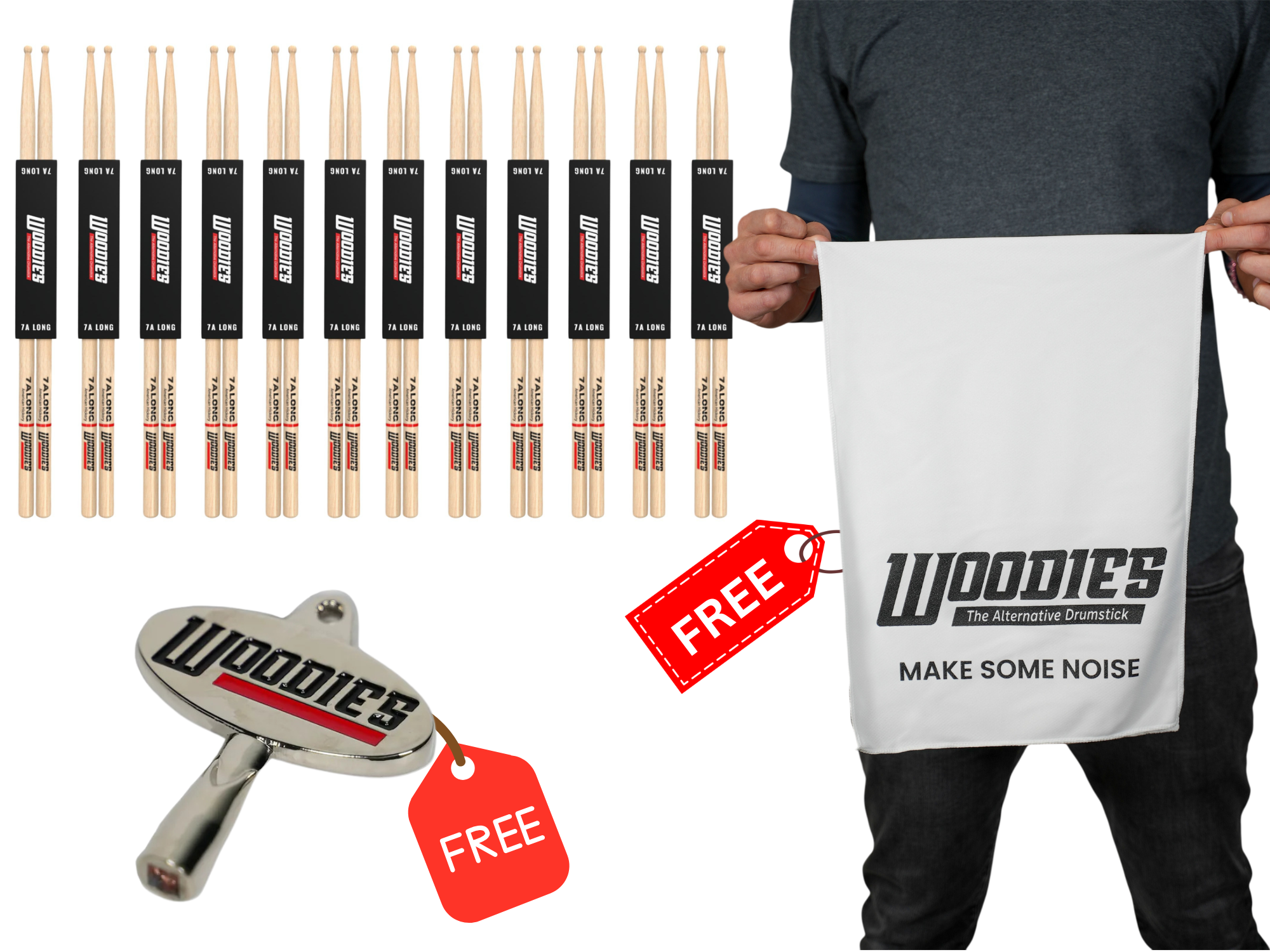 American Hickory 7A Long Drumsticks