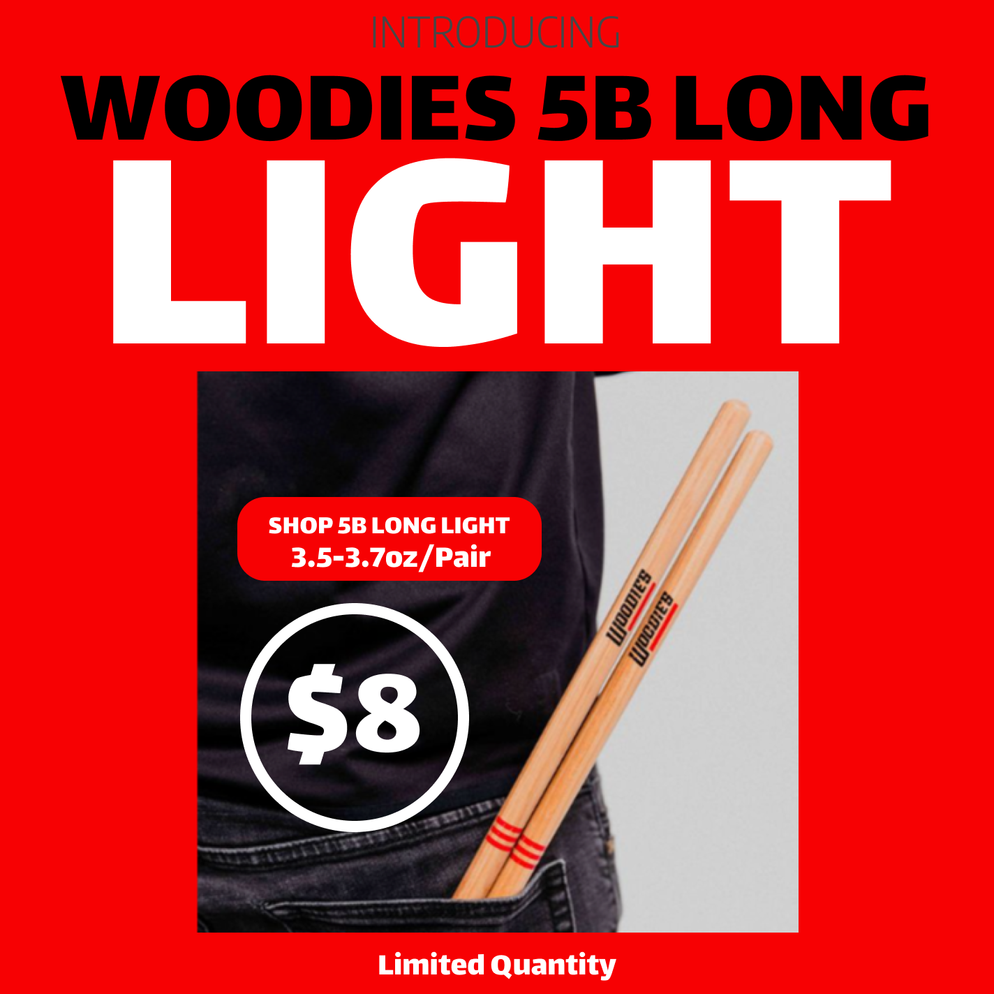 **READ DESCRIPTION** WOODIES Signature 5B Long LIGHT (short taper, round wooden tip) **LIMITED QUANTITY**